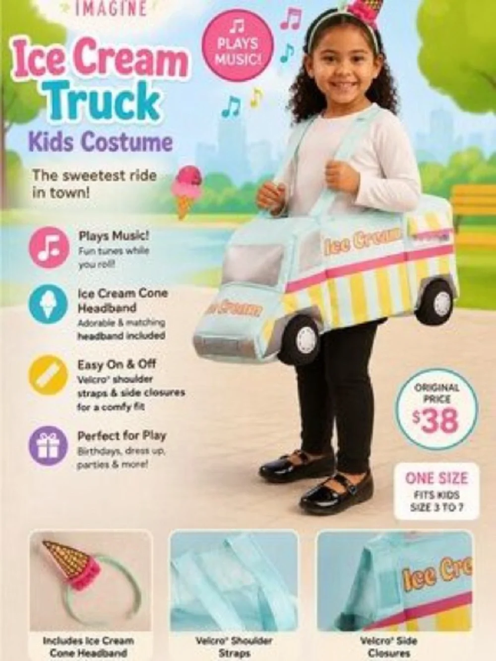 Kids Ice Cream Truck Costume - Plays Music!